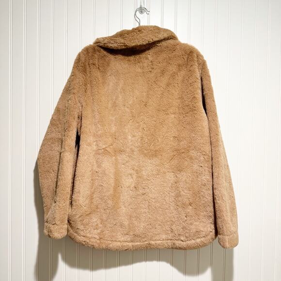 Abercrombie Fitch Faux Fur Half Zip Sweatshirt Tan Size Large - Picture 6 of 6